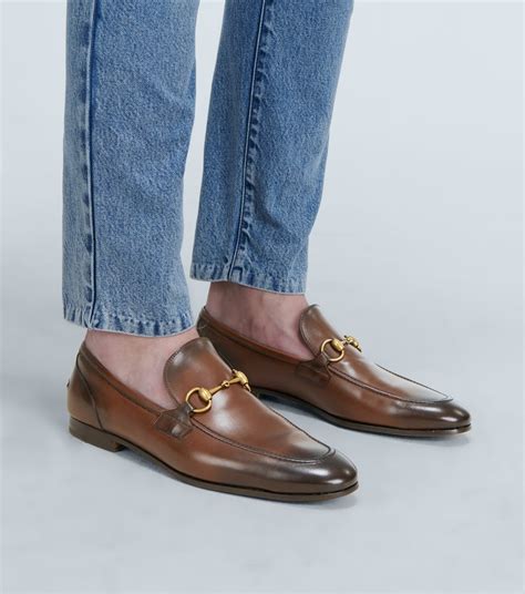 gucci jordaan leather loafer brown|gucci jordaan loafer men.